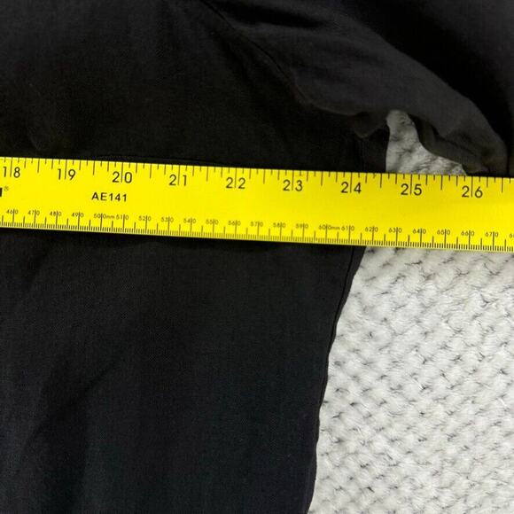 VTG Talbots Top Women 18W Black Irish Linen Mother Of Pearl Button Up Semi-Sheer - Picture 12 of 13